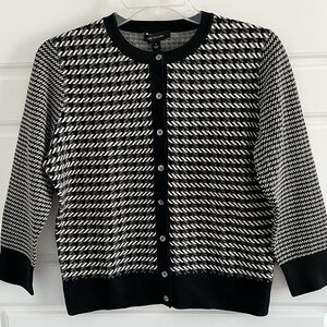 NWT Ann Taylor Geometric Academia Preppy Cardigan Sweater 3/4 Sleeve Size M